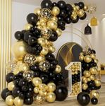 KISVA Black and Gold Baby Shower Balloon Arch Kit-140 Pcs Metallic Gold Black Confetti Gold Balloon Garland Kit-Birthday Balloons For Men Women Boy Girl Party decorations Anniversary decorations.