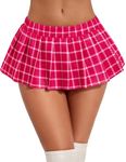 Avidlove Women Mini Pleated Skirts Sexy Club Y2k High Wiast Stretchy Tennis Skater A-line Skirt Rose Plaid XS