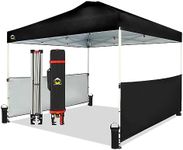 CROWN SHADES 10x10 Pop up Canopy Tent Instant Canopy with 150D Silver Coated Fabric Including 2 Half Sidewalls, 4 Ropes, 8 Stakes, 4 Weight Bags, STO 'N Go Bag, Black