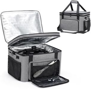 Wigojoy Slow Cooker Carrying Bag, Double Layer Insulated Design Slow Cooker Carrier with Removable Hard Liner and Pot Lid Fastener for 6-8 Quart Crock Pot, Gray