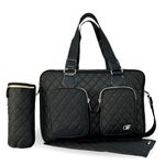 My Babiie Changing Bag Tote - With Insulated Bottle Holder, Portable Changing Mat, Baby Travel Bag, Nappy Messenger Bag, 2 Front Pockets - Billie Faiers Quilted Black