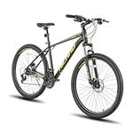 Hiland 27.5 Inch Mountain Bike Aluminum Frame 21 Speed for Man with Hydraulic Disc-Brake, Lock-Out Suspension Fork 18 Inch Frame, Black