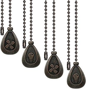 SUR-CIEL 4PCS Ceiling Fan Pull Chain, Fan Pull Chain Extension, Chain Pulls for Ceiling fans and Lights, Light Pull Chain Extension with 12 inch 3mm Diameter Beaded Ball Chain, Bronze