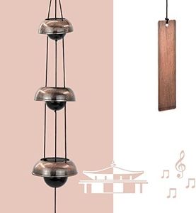ASTARIN Temple Wind Chime, Red Copper Wind Chimes with 3 Bells, Feng Shui Wind Chimes for Home Yard Outdoor Decoration, A Great Memorial Wind Chime for Someone Who Loves Peace