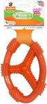 Nylabone Flexi Chew Oval Dog Ring - Textured Dog Ring Toy for Moderate & Gentle Chewers - Chicken Flavor, Wolf/Medium (1 Count)