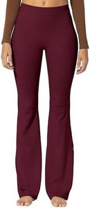 Sunzel Sunzfly Flare Leggings for Women with Scrunch Butt Lifting No Front Seam Yoga Pants with Wide Leg for Workout Gym, Black Cherry, Small