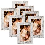 PETAFLOP 4x6 Picture Frame Set of 7, Distressd Rustic Frames Display 4 by 6 Inch Photo for Wall or Tabletop