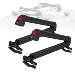 JUSTOOP Ski & Snowboard Roof Racks,Universal Ski Roof Racks Ski Top Holder with Anti-Theft Lock Snowboard Mount Fit Most Vehicles Equipped Cross Bars,Black,2 PCS