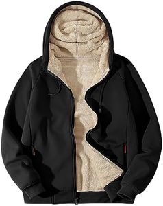 Flygo Hoodies for Men Zip Up Winter Fleece Sherpa Lined Sweatshirt Warm Jacket(Black-3XL)