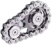 Bike Chain Gear Fidget Spinner, Metal Sprocket Chain Fidget Toy, Stress Anxiety Relief Fidget Toy, Focus Finger Spinning Toy, Stainless Steel Mechanics W/Smooth Bearings EDC Novelty Toy