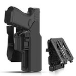 Universal OWB Paddle Belt Molle Holster Fits Glock 17 19 19X 45/S&W M&P Compact/9MM/H&K USP/Springfield XD/Sig P320 Full Size Pistols, 360° Auto-Angle Adjusting Cant, RH