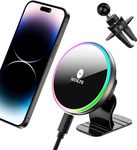 MOKPR for Magsafe Car Mount Charger-Magnetic Car Phone Holder Wireless Car Charger for Dash Air Vent-LED RGB HandsFree Car Mount Fast Car Charger for iPhone 16/15/14/13/12 Series (Black)