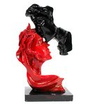 ESPLANADE Love Couple Face Adventure Showpiece Statue Sculpture Figure For Home Decor Valentine Day Gift | Resin- 10" Inches (Red N Black)