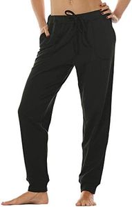 icyzone Women's Active Joggers Sweatpants - Athletic Yoga Lounge Pants with Pockets (Black, XXL)