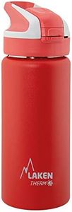 Botella de Agua Térmica al Vacío de Acero Inoxidable de Doble Pared Laken (0,5L - Rojo) Tecnología de 24 Horas de Frío - Ideal para Trabajo o Deporte - Cierre Hermético y Uso Vertical