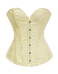 SZIVYSHI Women's Corset Full Breast Corset Top Gothic Vintage Corset Bustier Women Plum Blossom Bamboo Pattern, yellow, XL