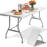 YITAHOME 6ft Folding Table, Heavy Duty Folding Table w/1.5" Thick Tabletop, Portable Outdoor Folding Table w/Carrying Handle for Camping Picnic Parties/Indoor Events, White