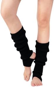 AWOCAN Ballet Leg warmers for girls Knitted Stirrup Leg Warmers for women Winter Extra Soft long leg warmers for Yoga Dance, Black, One size