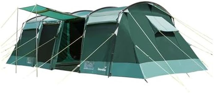 Skandika Tente Tunnel Montana 8 Personnes | Tente de Camping avec/sans Tapis de Sol Cousu, avec/sans Technologie Sleeper, 3-4 cabines de Couchage, Colonne d'eau 5000 mm (Vert | Sleeper)
