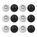 D Rings for PVC Inflatable Boat, 12pcs Pad/Patch D Rings Round Stainless Steel D-Ring Patch Dinghy Kayak Surfboard Paddle Board for PVC Inflatable Boat Kayak Canoe Deck Accessories, White Black