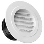 Hon&Guan 4 Inch Soffit Vent, Round Air Vent Exhaust Vent with Built-In Screen Mesh, Dryer Vent Cover for Kitchen, Bathroom, Cabinet, Office Ventilation (White)