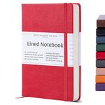 BEECHMORE BOOKS Lined Journal Notebook, 5.8 x 8.3 inch, A5 160 Lined Pages, Hardcover Leather Journals for Women, Men, Writing and Notebooks for Work - 120 GSM Thick Paper, Gifts Box Included