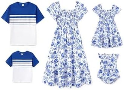 PATPAT Matching Family Vacation Outfits - Matching Shirts for Family Casual Short Sleeve Round Neck T Shirt Dad and Son Beach Vacation Navy Blue Boy 6-7 Years