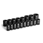 Capri Tools 1/2 in. Drive Shallow Impact Socket Set, 10 to 27 mm, Metric, 18-Piece