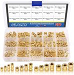 Glarks 370Pcs M2 M3 M4 M5 Female Thread Knurled Brass Threaded Insert Embedment Nut Assortment Kit for 3D Printing