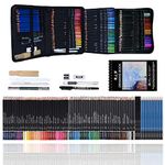 97 Pack Drawing Pencils Sketching Set, Pro Art Supplies with Sketchbook, Include Colored, Graphite, Charcoal, Watercolor, Metallic, Mark Pencil, Drawing Sketching Kit for Artists Adults Teens Beginner