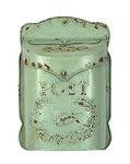 Creative Co-op Aqua Embossed Tin Letter Box