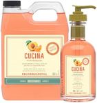 Fruits & Passion Cucina Peach and Mandarin Hand Soap Set - 200ml Bottle & 1 Litre Refill