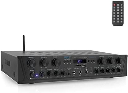 Pyle Wireless Home Audio Amplifier System-Bluetooth Compatible Sound Stereo Receiver Amp - 6 Channel 600Watt Power, Digital LCD, Headphone Jack, 1/4'' Microphone in USB SD AUX RCA FM Radio-PTA66BT.5