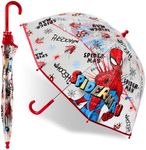 Marvel Spiderman Clear Dome Umbrella for Kids - Avengers Captain America Folding Transparent Umbrella Lightweight, Multi Spiderman, One Size