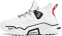 MATRUPLE Mens Fashion Sneakers High Top Casual Shoes Athletic Walking Mesh Comfortable Sports Shoe, White, 8