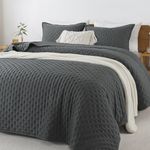 Andency Dark Grey Queen Size Quilt Bedding Set (90x96 Inch), 3 Pieces Soft Lightweight Bedspread Coverlet, Drak Gray Boho Summer Quilt Queen Size for All Season(1 Quilt, 2 Pillow Shams)