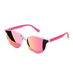 Sumato Round Cat Eye Sunglasses for Women Trendy Women Sunglasses Classic Vintage Designer Style UV400 Protection Mirrored Lens Pink Girls Men