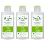 3 Pack of 125ml Simple Kind to Skin Eye Make-Up Remover For Sensitive Skin