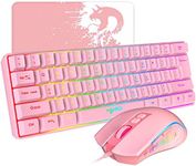 Wired Gaming Keyboard and Mouse Combo with 61 Keys RGB Backlit Gaming Keyboard Mouse Pad and 7 Color Breathing Light Gaming Mouse 3600 DPI for Windows PC Gamers Laptop.