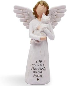 BORLESTA Cat Memorial Gifts for Loss of Cat, Pet Cat Remembrance Gifts, Loss of Cat Sympathy Gifts for Cat Mom, Passed Away Cat Gifts, Hand-Painted Figurines Angel Cat (White)