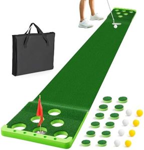 Sagsewful Golf Pong Putting Game Set with Front Border for Indoor&Outdoor, Golf Putting Green Mat Includes 8pcs Golf Balls & Portable Bag,Golf Putting Practice Training Aid for Backyard,Party,Office