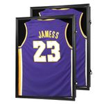 Jersey Frame Display Case , Large Lockable Shadow Box with 98% UV Protection Acrylic and 2 Hanger for Baseball Basketball Football Soccer Hockey Shirt,Uniform, Graduates Black 2 Pack
