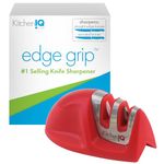 Kitchen IQ 50883 Edge Grip 2-Stage Knife Sharpener, Red