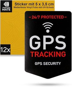 Sticker Set "GPS Tracking" 12 Pieces, 5 x 3.5 cm, Self-Adhesive Film, Exterior Adhesive, Warning Sticker Indoor and Outdoor Use, Theft Protection Sticker, Warning Sticker, GPS Alarm Secured