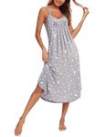 Ekouaer Women's Sleeveless Long Nightgown Full Slip Soft Nightshirt Sleepshirt Chemise Sleepwear Lounge Dresses Moon star grey S