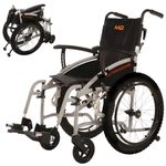 MobiQuip All Terrain Mini Children's Wheelchair, Self-Propelled - Silver Frame, Small 14" Seat - Lightweight, Aluminium Folding Frame - Easy-Fold & Quick Release - Pneumatic Tyres & Ergonomic Design