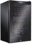 Ivation 33 Bottle Dual Zone Wine Cooler Refrigerator w/Lock | Large Freestanding Wine Cellar For Red, White, Champagne & Sparkling Wine | 41f-64f Digital Temperature Control Fridge Glass Door Black