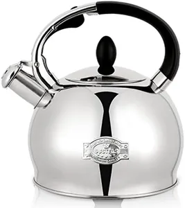 SUSTEAS Stove Top Whistling Tea Kettle - Food Grade Stainless Steel Teakettle Teapot with Cool Touch Ergonomic Handle, With 1 Silicone Pinch Mitt Included,2.64 Quart(SILVER)