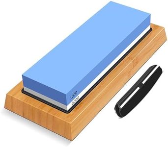 Knife Sharpener Stone Premium Whetstone Knife Sharpening Stone 2 Side Grit 1000/6000 Waterstone- Whetstone Knife Sharpener- Nonslip Bamboo Base & Angle Guide