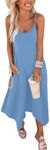 Zeagoo Womens 2025 Spring Summer Boho Long Sundress Strapless Maxi Dress with Pockets Casual Sleeveless Midi Dress Swimwear Cover Up Sky XXL